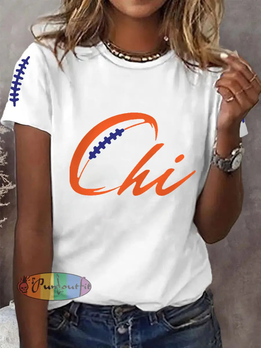 Women’s Football Fans Lovers Gameday Casual Tee White / S