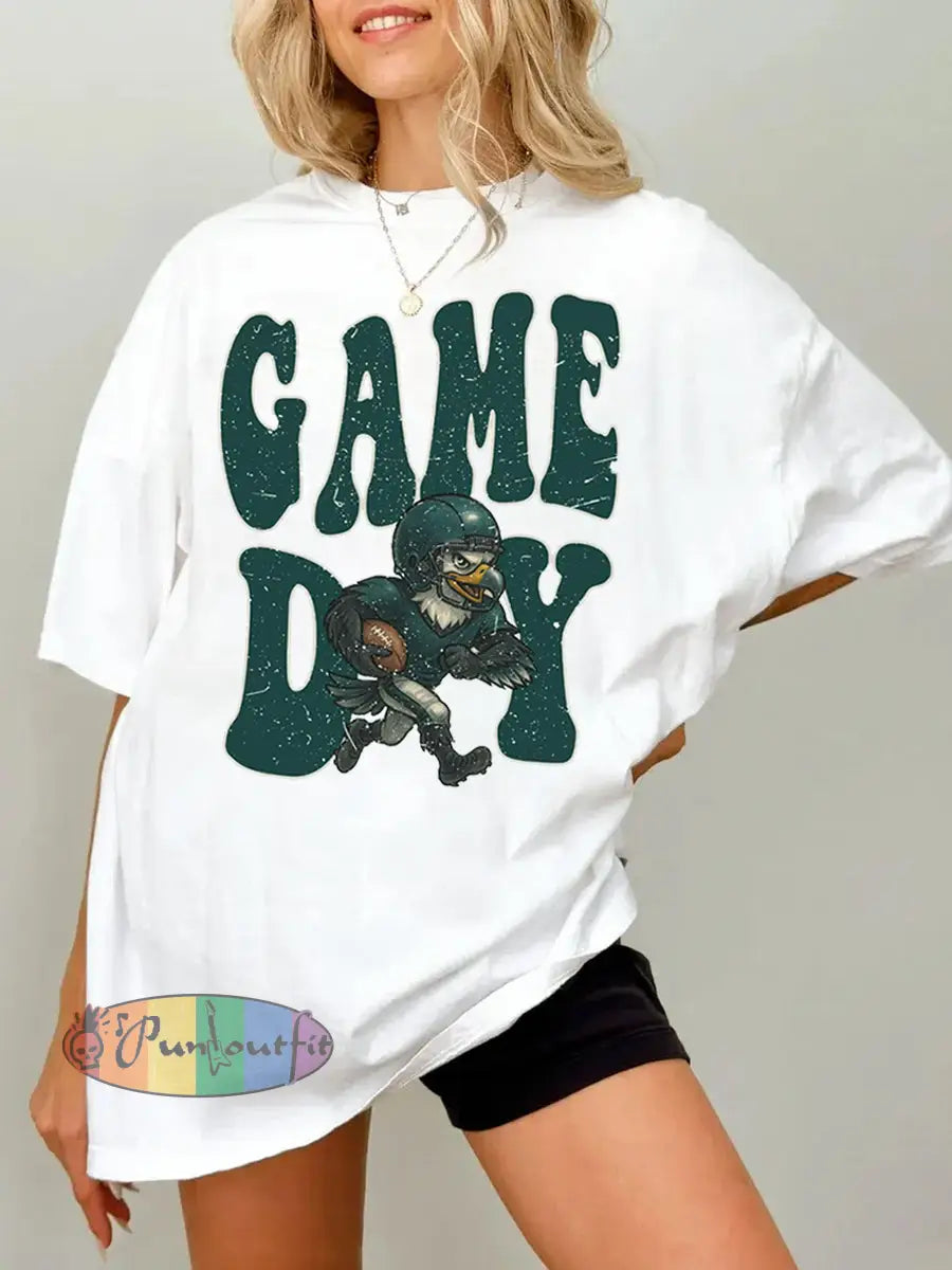 Women’s Football Fans Lovers Gameday Casual Tee White / S