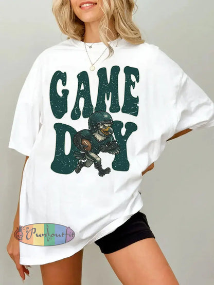 Women’s Football Fans Lovers Gameday Casual Tee White / S