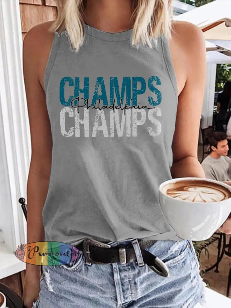 Women’s Football Fans Lovers Gameday Casual Vests Gray / S