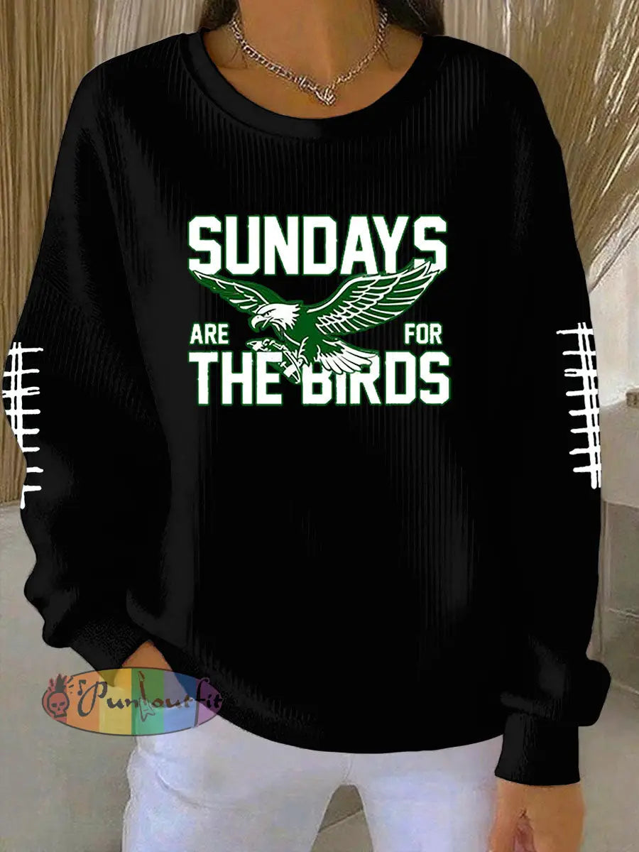 Women’s Football Fans Lovers Gameday Printed Casual Loose Long Sleeve Top Black / S