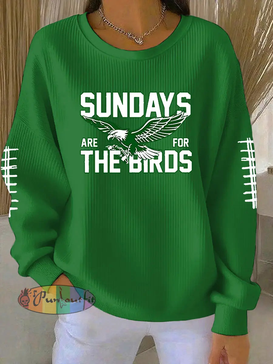 Women’s Football Fans Lovers Gameday Printed Casual Loose Long Sleeve Top Green / S
