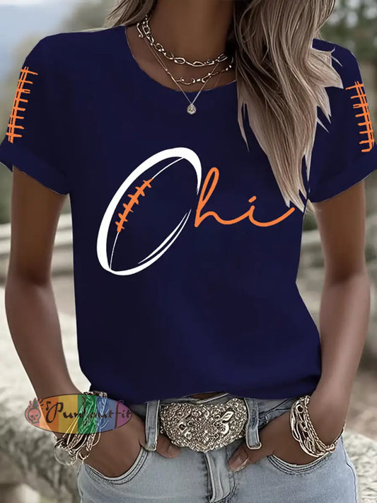 Women’s Football Fans Lovers Gameday T-shirt Navy Blue / S