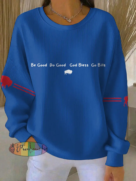 Women’s Football Lover Buffalo Printed Sweatshirt Blue / S