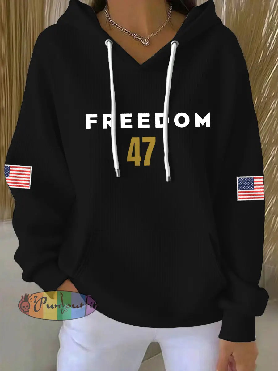 Women’s Freedom 47 Flag Hoodie Black / S