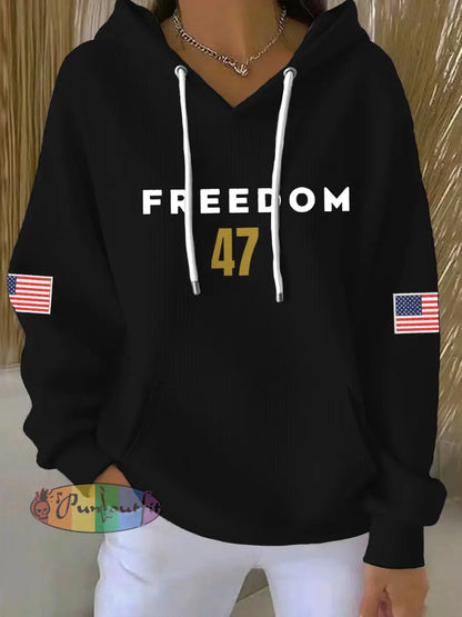 Women’s Freedom 47 Flag Hoodie Black / S