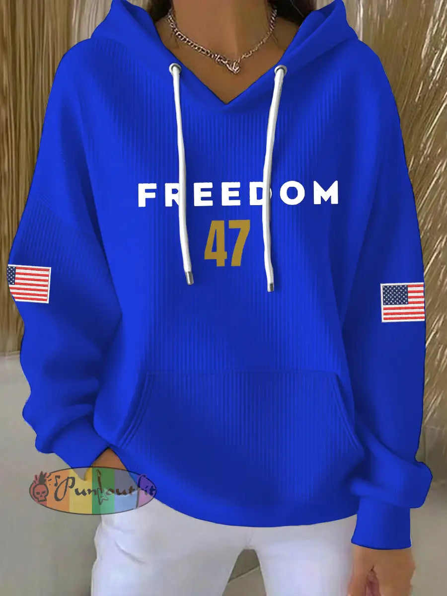 Women’s Freedom 47 Flag Hoodie Blue / S