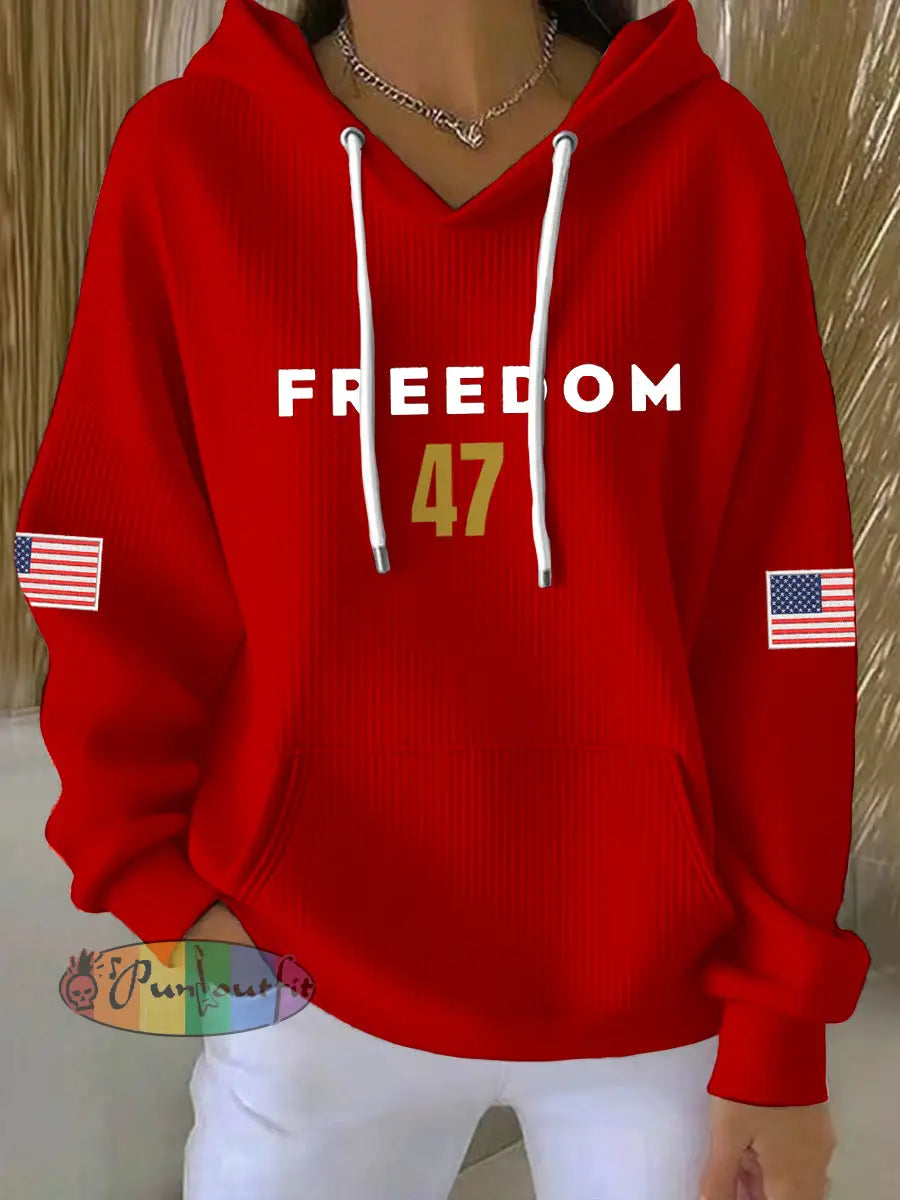 Women’s Freedom 47 Flag Hoodie Red / S