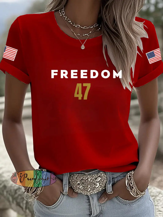 Women’s Freedom 47 Flag Short Sleeve T-shirt Red / S