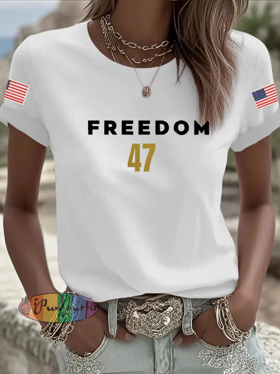Women’s Freedom 47 Flag Short Sleeve T-shirt White / S