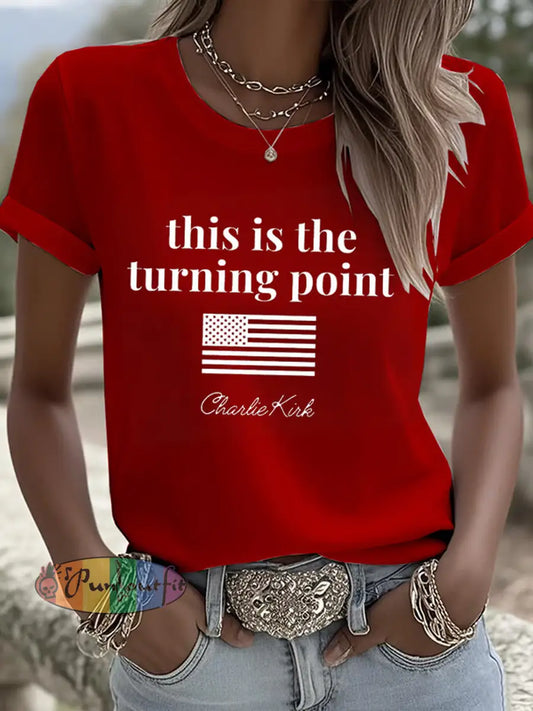 Women’s Freedom American Flag Printed Commemorative T-shirt A / S