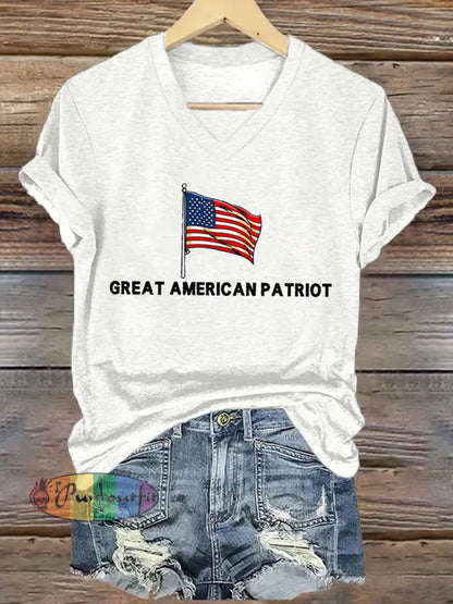 Women’s Freedom American Flag Printed Commemorative T-shirt A / S