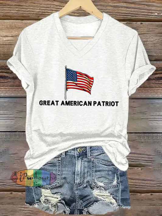 Women’s Freedom American Flag Printed Commemorative T-shirt A / S