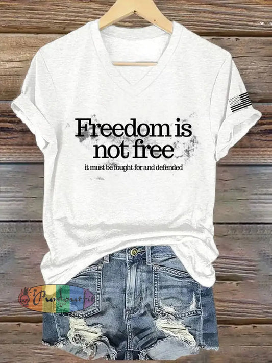 Women’s Freedom American Flag Printed Commemorative T-shirt A / S