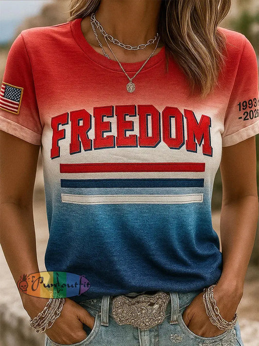 Women’s Freedom American Flag Printed Commemorative T-shirt A / S