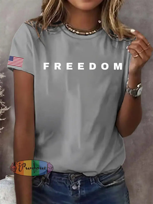 Women’s Freedom American Flag Printed Commemorative T-shirt A / S