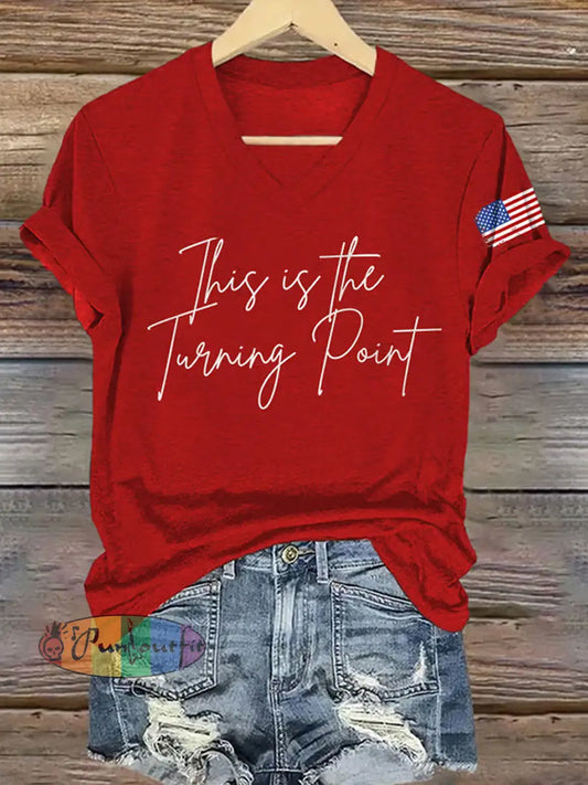 Women’s Freedom American Flag Printed Commemorative T-shirt A / S