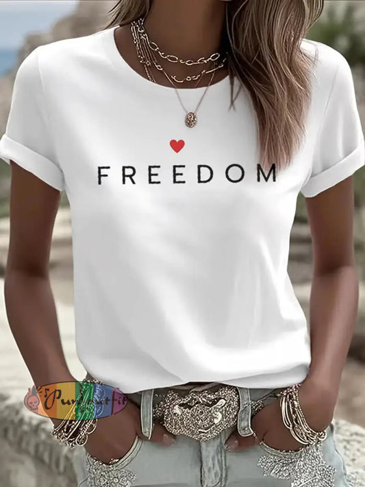 Women’s Freedom American Flag Printed Commemorative T-shirt A / S