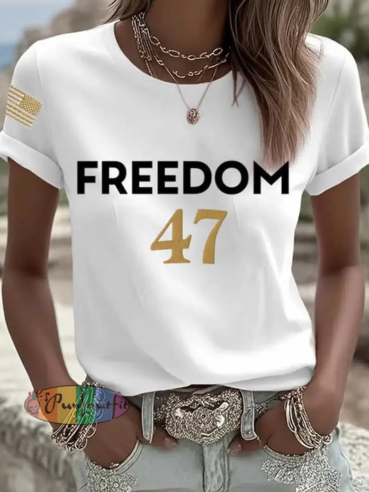 Women’s Freedom American Flag Printed Commemorative T-shirt A / S