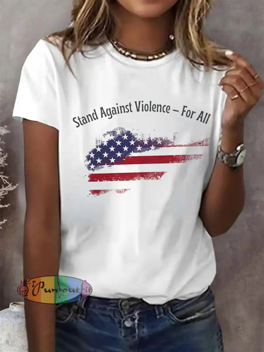 Women’s Freedom American Flag Printed Commemorative T-shirt A / S