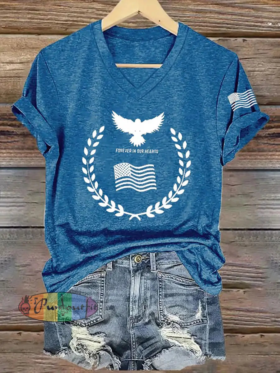Women’s Freedom American Flag Printed Commemorative T-shirt A / S