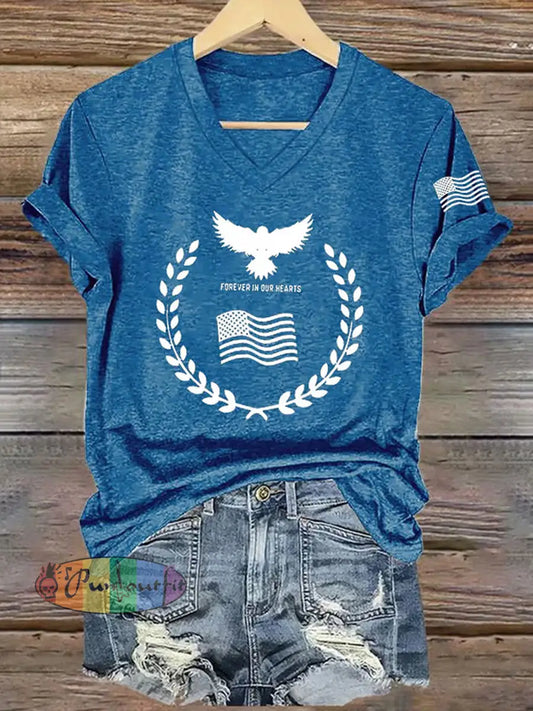 Women’s Freedom American Flag Printed Commemorative T-shirt A / S