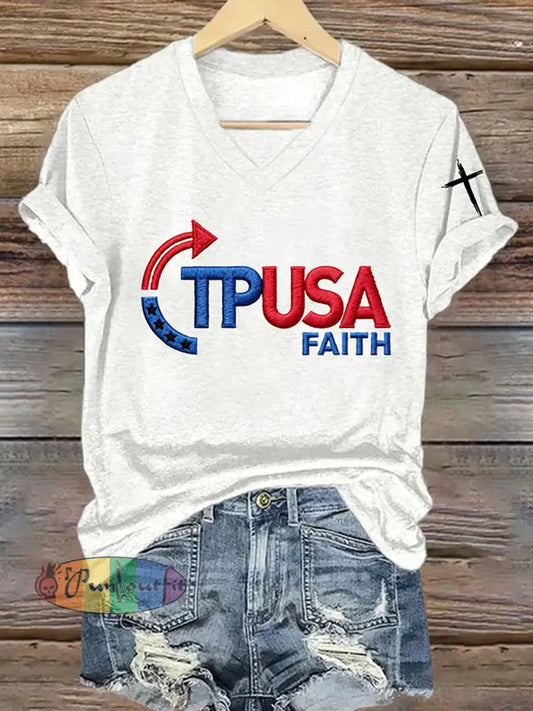 Women’s Freedom American Flag Printed Commemorative T-shirt A / S
