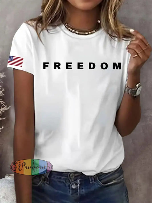 Women’s Freedom American Flag Printed Commemorative T-shirt A / S