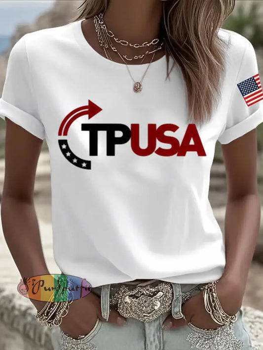 Women’s Freedom American Flag Printed Commemorative T-shirt A / S