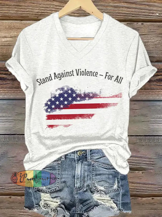 Women’s Freedom American Flag Printed Commemorative T-shirt A / S