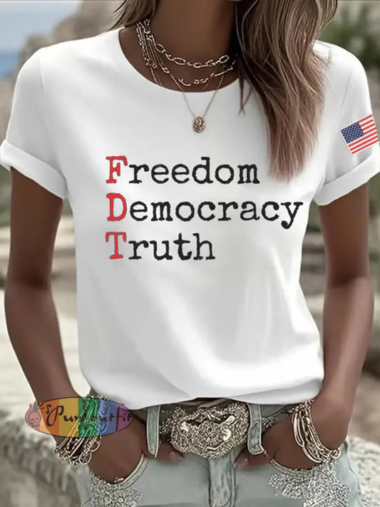 Women’s Freedom American Flag Printed Commemorative T-shirt A / S