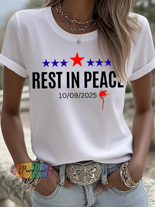 Women’s Freedom American Flag Printed Commemorative T-shirt A / S