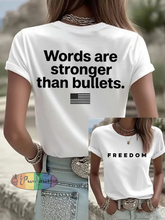 Women’s Freedom American Flag Printed Commemorative T-shirt A / S