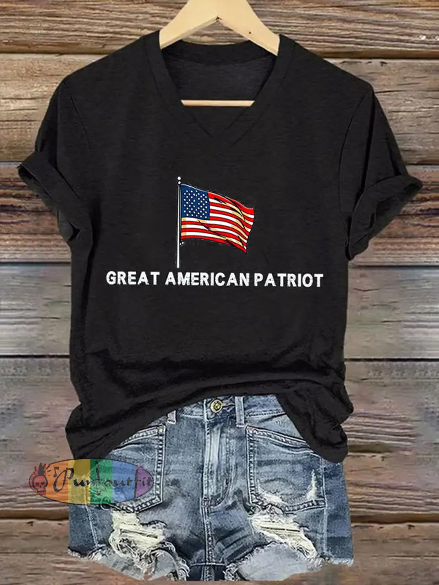 Women’s Freedom American Flag Printed Commemorative T-shirt B / S