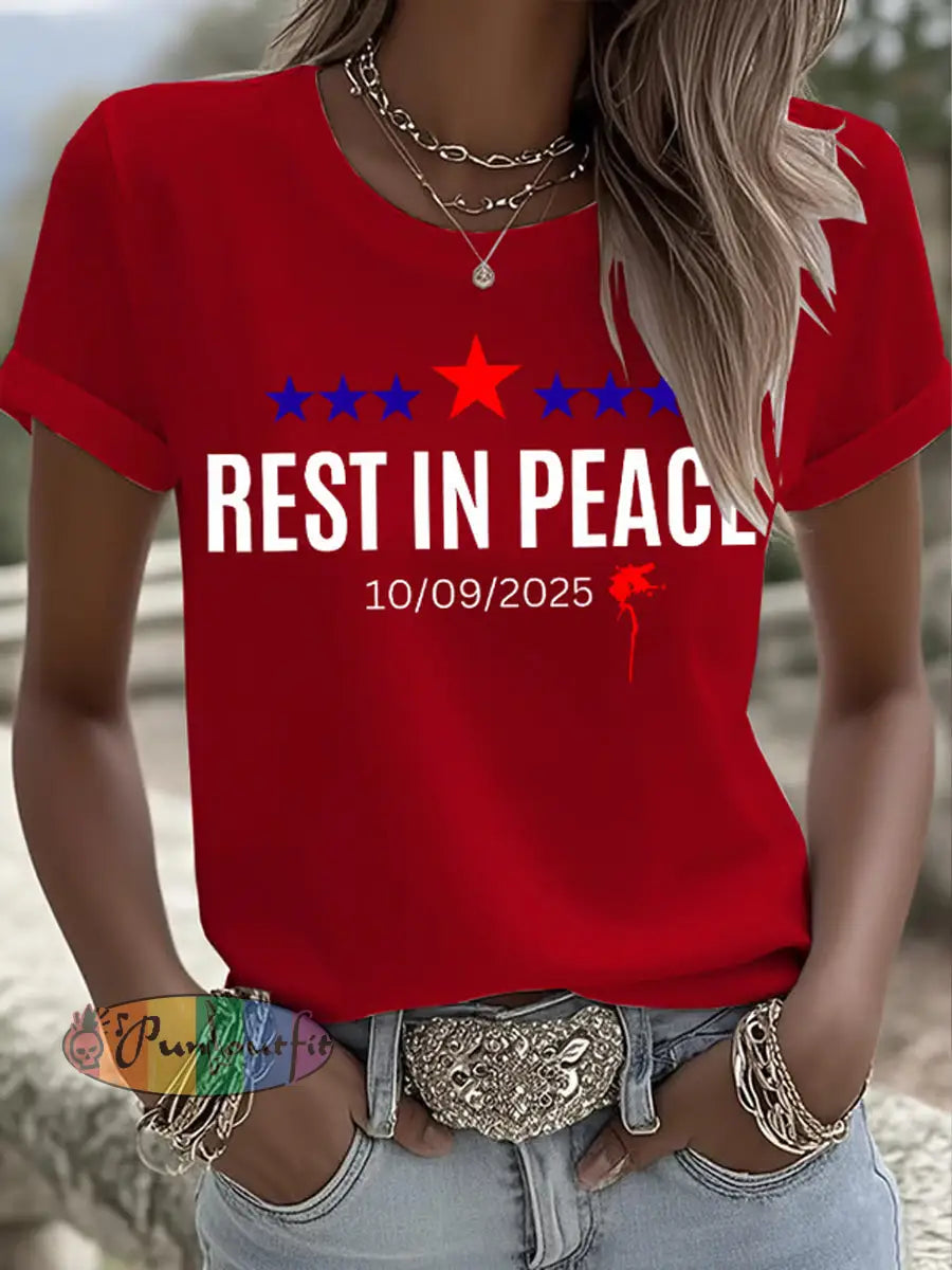 Women’s Freedom American Flag Printed Commemorative T-shirt B / S