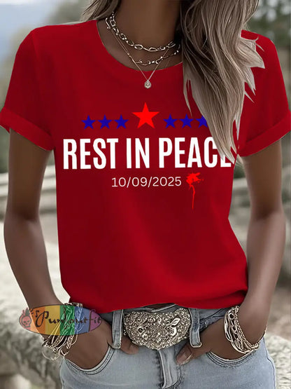 Women’s Freedom American Flag Printed Commemorative T-shirt B / S