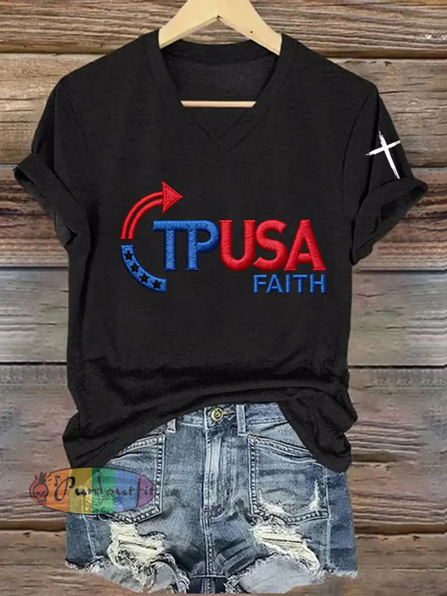 Women’s Freedom American Flag Printed Commemorative T-shirt B / S