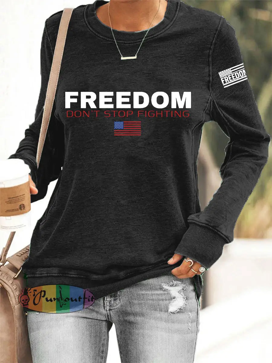 Women’s Freedom Don’t s Top Fighting R.I.P Charlie Kirk Sweatshirt Black / S