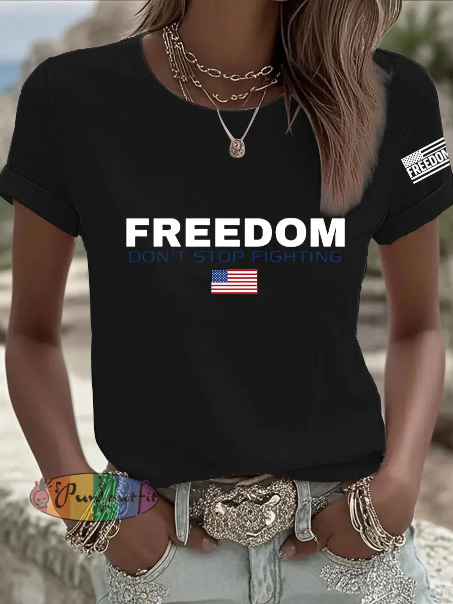 Women’s Freedom Don’t s Top Fighting R.I.P Charlie Kirk Tee Black / S