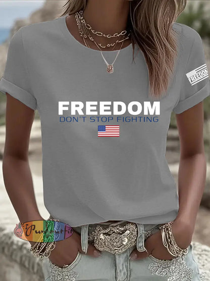 Women’s Freedom Don’t s Top Fighting R.I.P Charlie Kirk Tee Light Gray / S
