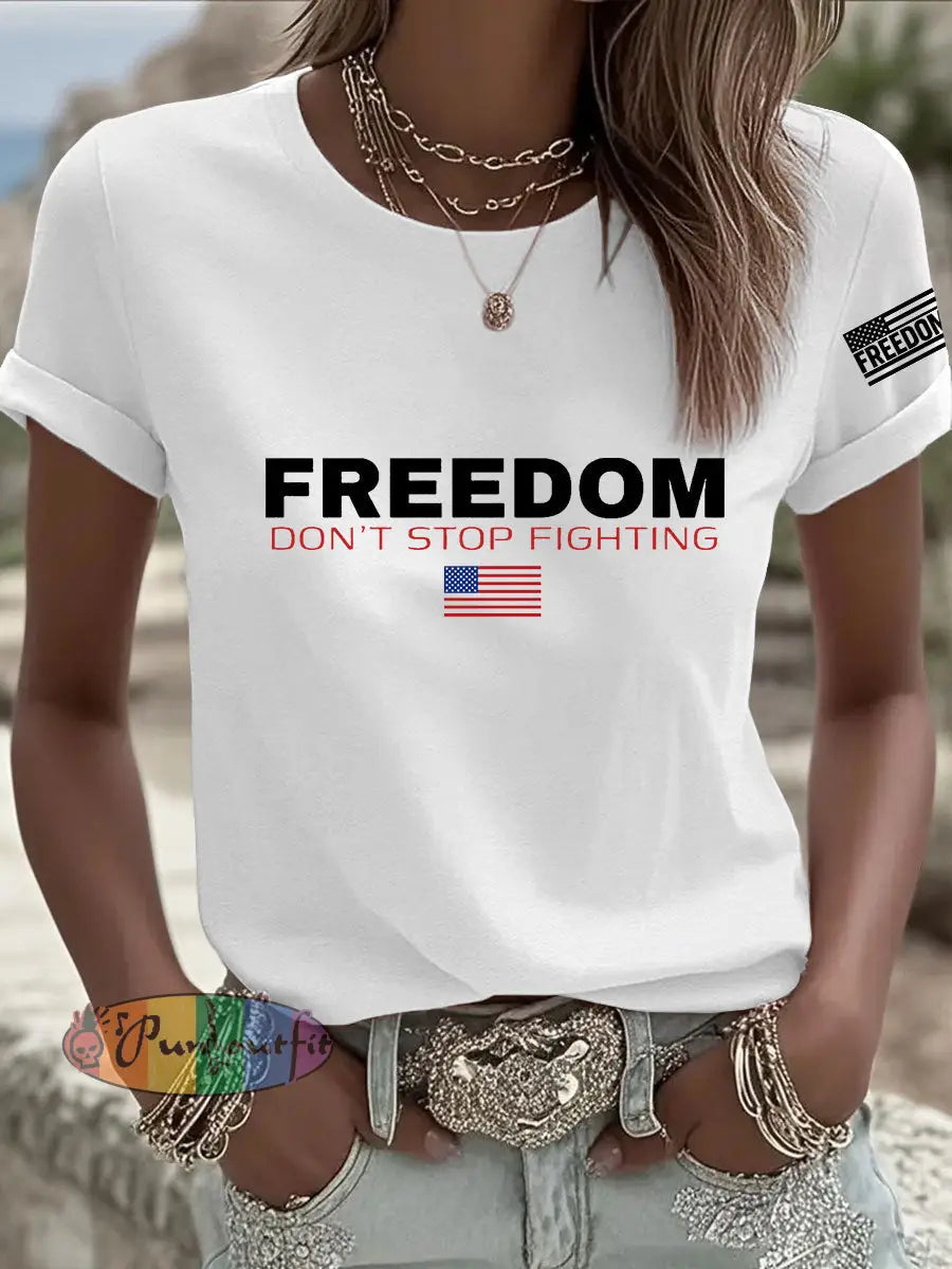 Women’s Freedom Don’t s Top Fighting R.I.P Charlie Kirk Tee White / S