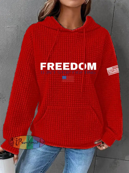 Women’s Freedom Don’t s Top Fighting R.I.P Charlie Kirk Waffle Hoodie Red / S