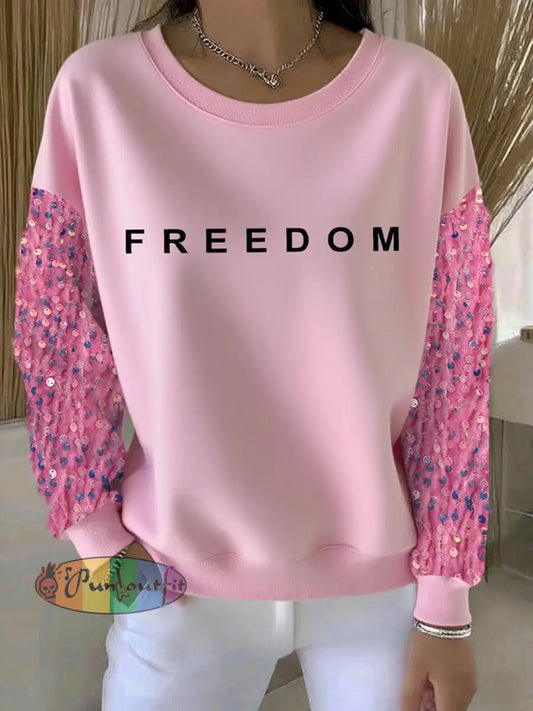 Women’s Freedom Is Not Free American Flag Printed Casual Sweatshirt A / S