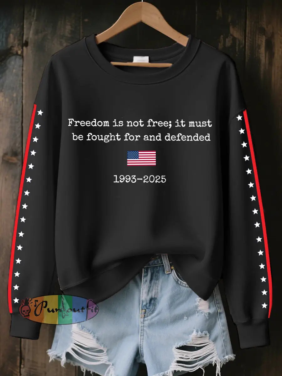 Women’s Freedom Is Not Free It Must Be Fought For And Defended Print Sweatshirt Black / S