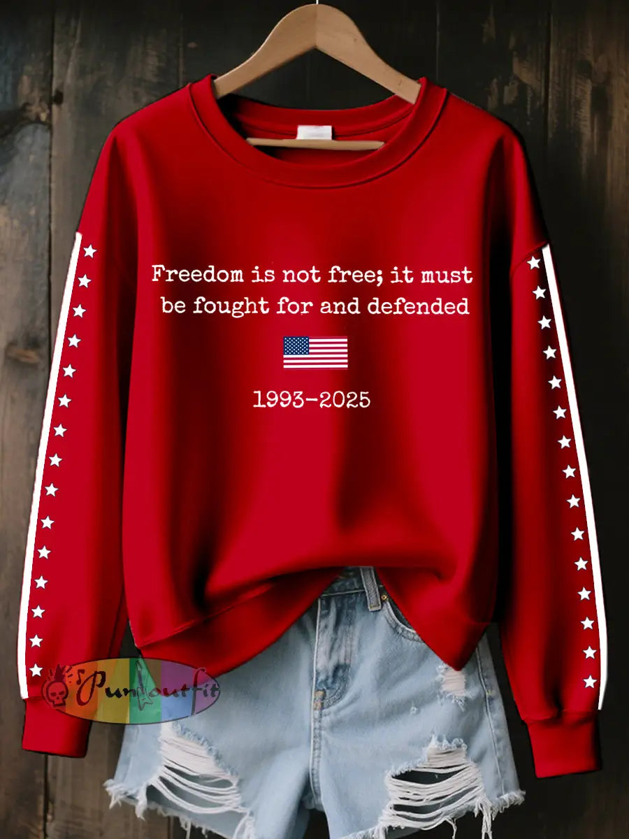 Women’s Freedom Is Not Free It Must Be Fought For And Defended Print Sweatshirt Red / S