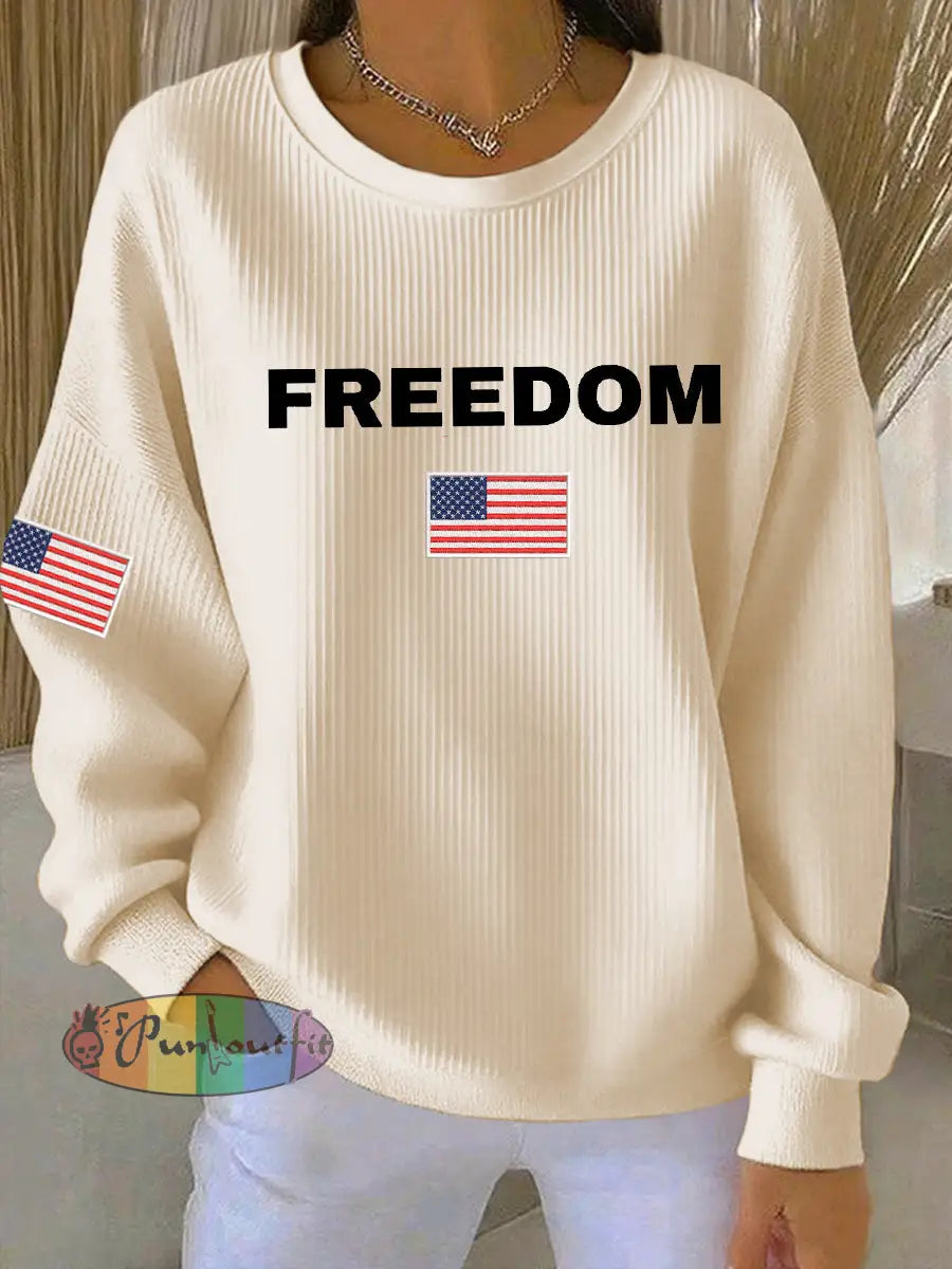 Women’s Freedom Is Not Free R.I.P Charlie Kirk Long Sleeve Sweater Beige / S