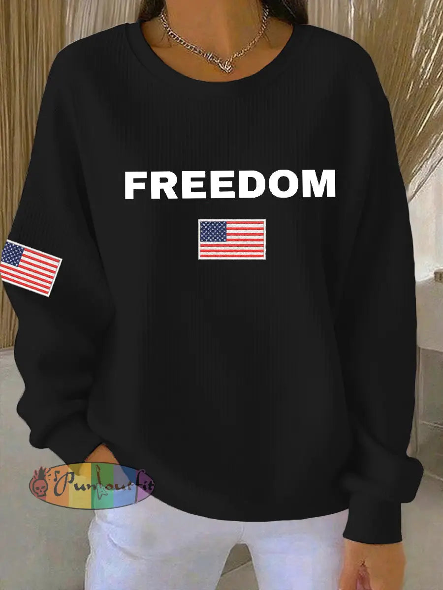 Women’s Freedom Is Not Free R.I.P Charlie Kirk Long Sleeve Sweater Black / S