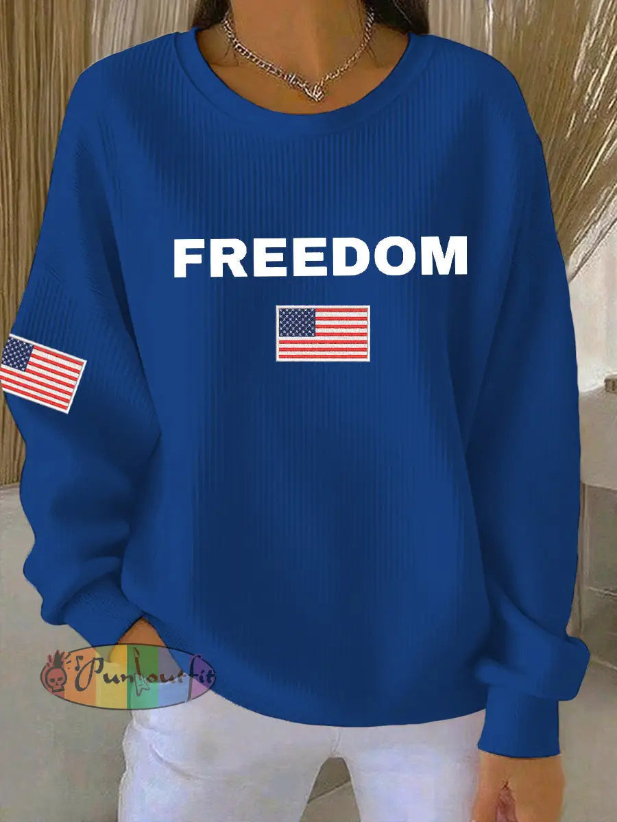 Women’s Freedom Is Not Free R.I.P Charlie Kirk Long Sleeve Sweater Blue / S