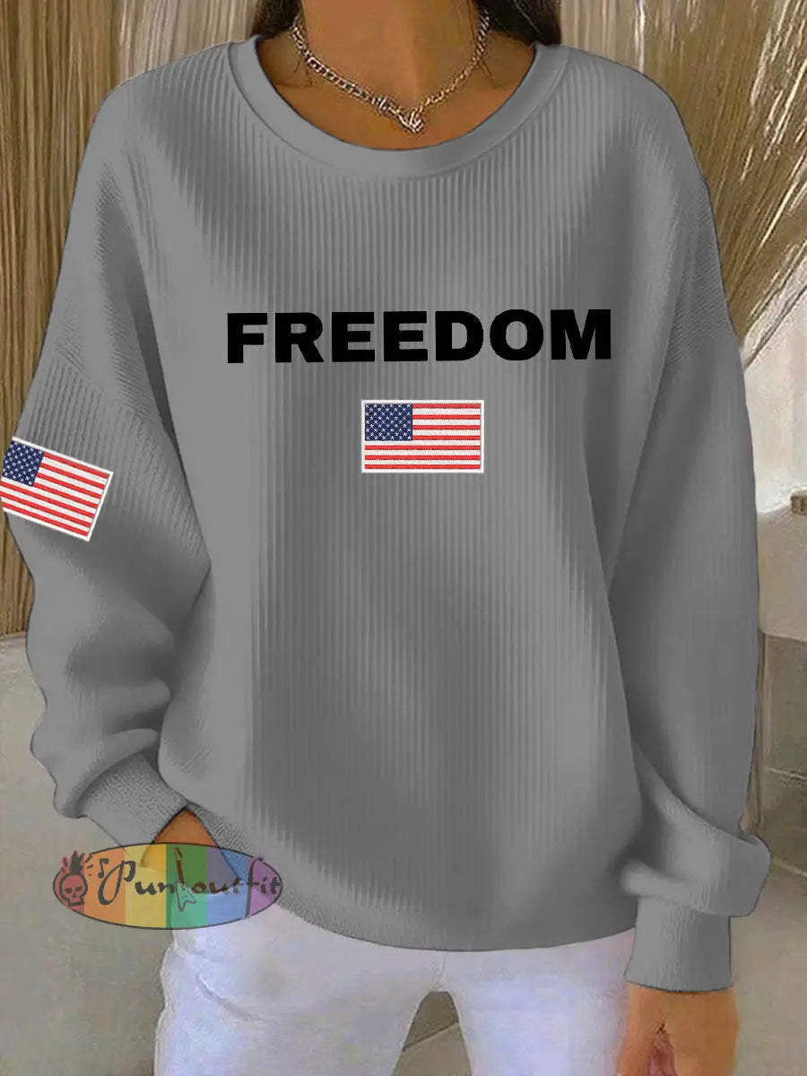 Women’s Freedom Is Not Free R.I.P Charlie Kirk Long Sleeve Sweater Light Gray / S