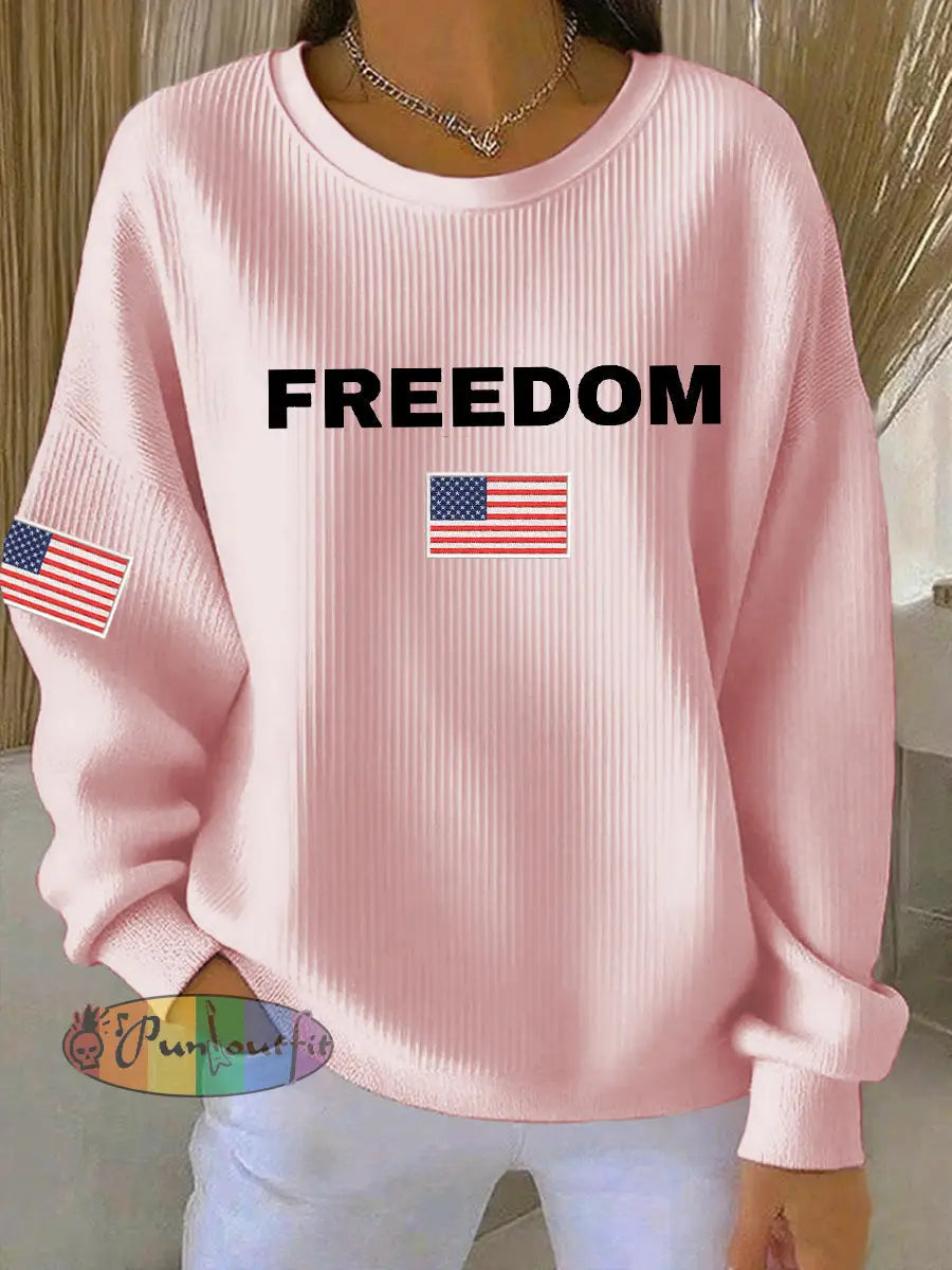 Women’s Freedom Is Not Free R.I.P Charlie Kirk Long Sleeve Sweater Light Pink / S